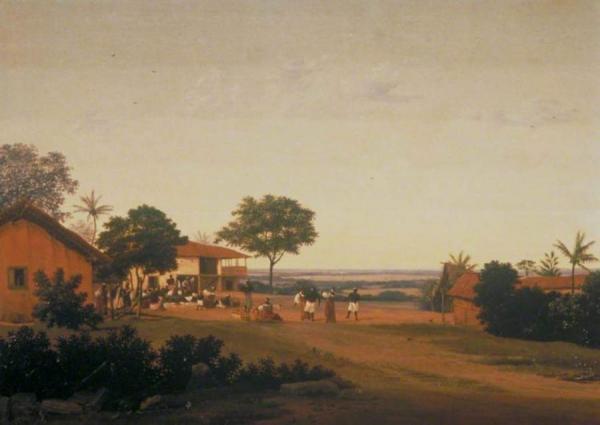 Brazilian Village With Buildings And Native Figures by Frans Post