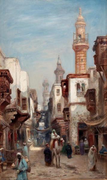 Bazaar Street In Cairo by Frans Wilhelm Odelmark