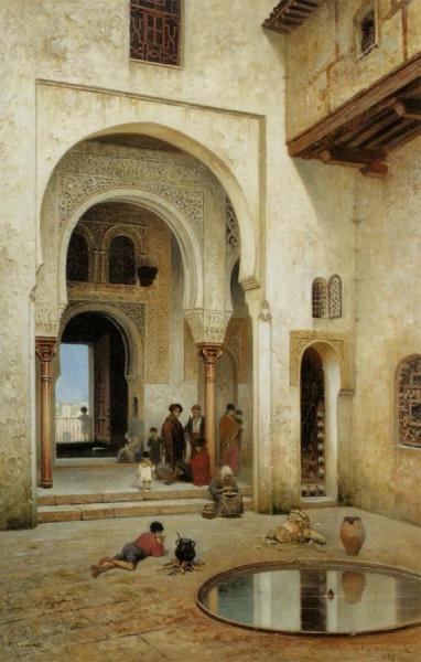 Courtyard In The Alhambra by Frans Wilhelm Odelmark