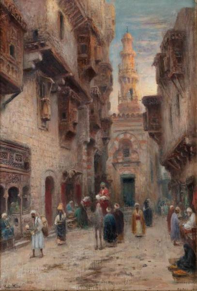 Street In Cairo (gata I Kairo) by Frans Wilhelm Odelmark Oil Painting Reproductions