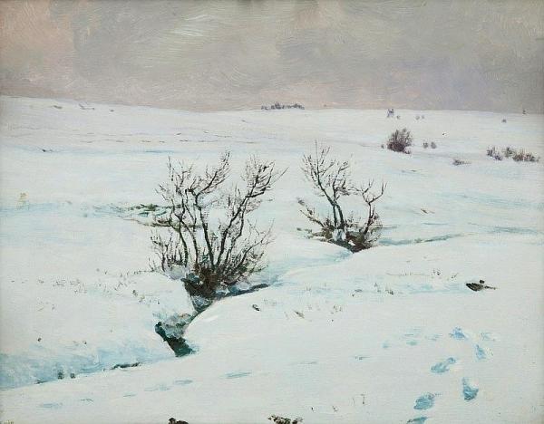 A Brook In Winter by František Kaván Oil Painting Reproductions