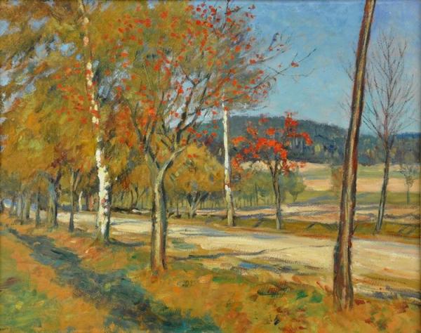 A Road With Rowan Tree Near Village Chlum by František Kaván Oil Painting Reproductions