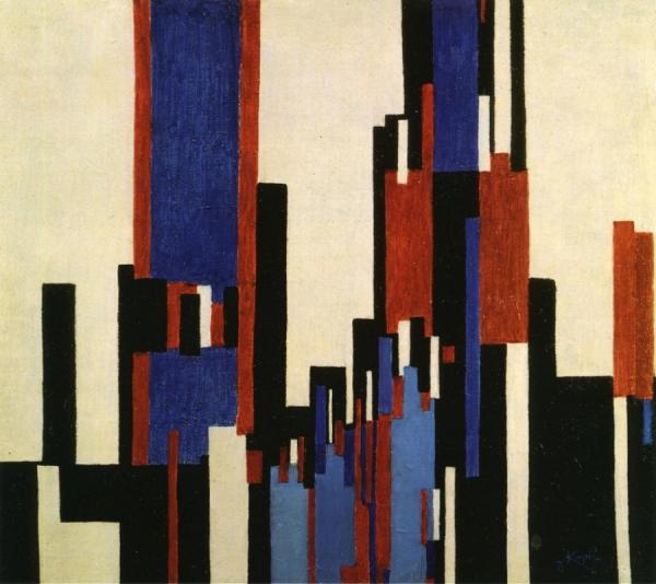 Vertical Plains Blue And Red by Frantisek Kupka