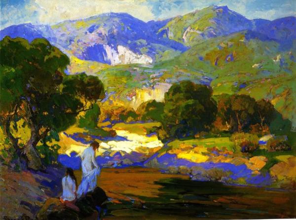 Bathers In A Mountain Stream by Franz Bischoff