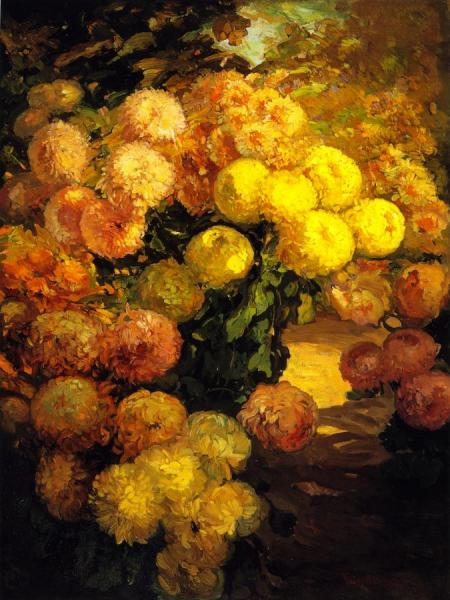 Chrysanthemums by Franz Bischoff