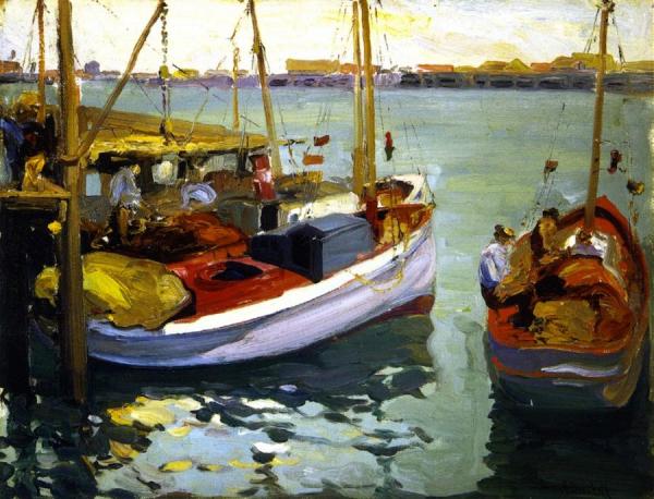 Fishing Boats, L. A. Harbor by Franz Bischoff