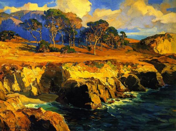 Gold-rimmed Rocks And Sea by Franz Bischoff