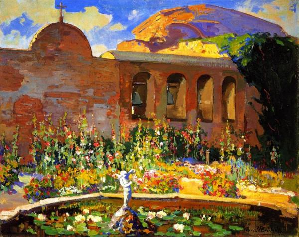 San Juan Capistrano Mission Yard by Franz Bischoff