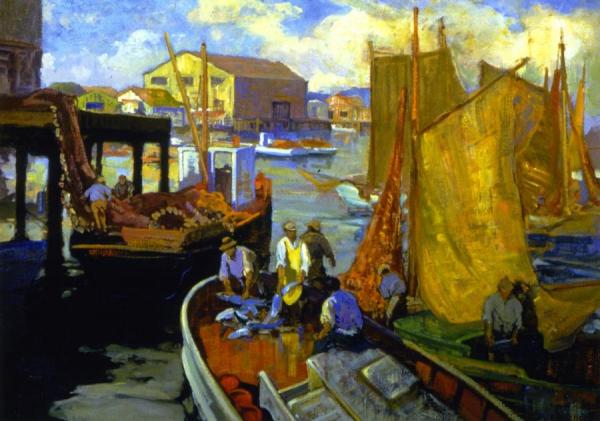 San Pedro Harbor by Franz Bischoff