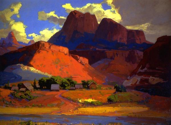 Franz Bischoff Scattered Farms Along The River, Utah