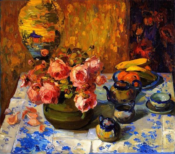 Still Life, Roses by Franz Bischoff