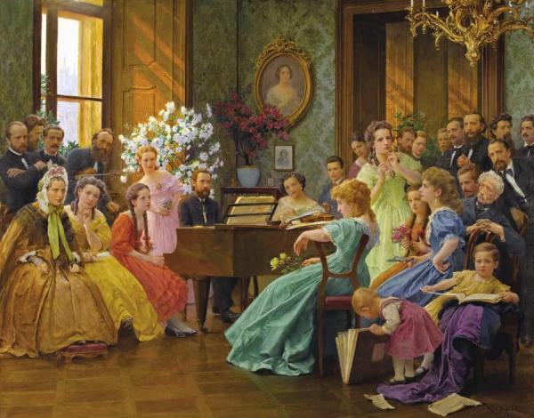 Bedrich Smetana And Friends In 1865 by Franz Dvorak Oil Painting Reproductions