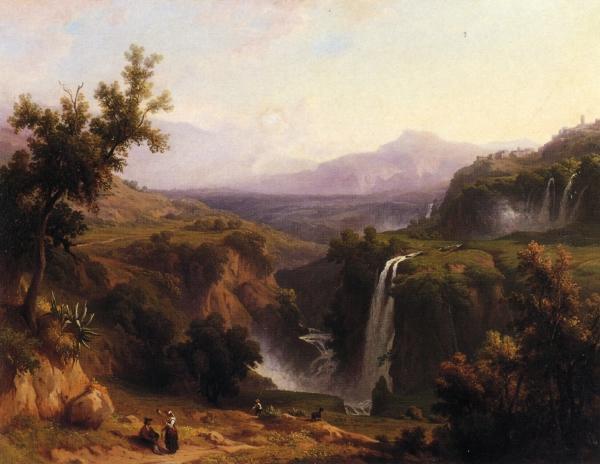 Extensive View Of The Cascades And Tivoly by Franz Knebel