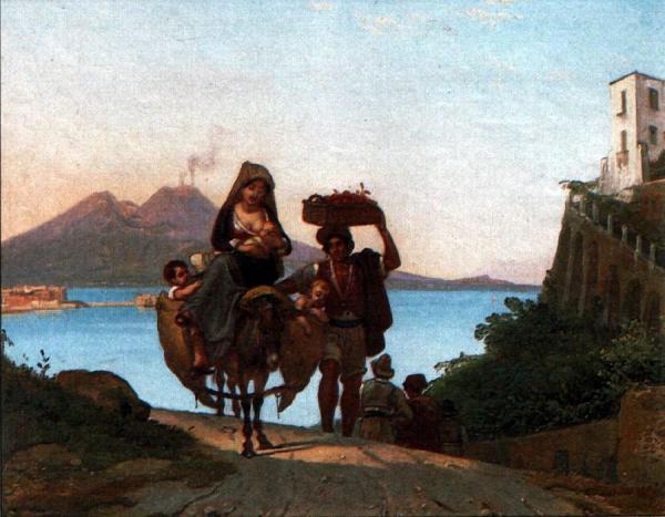 Gulf Of Naples With Fruit Sellers by Franz Ludwig Catel