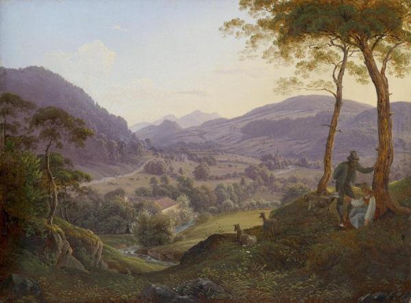 Mountains Near Salzburg With A Young Couple by Franz Ludwig Catel