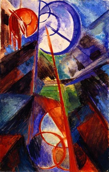 Abstract Mountain Landscape With Fabulous Beast by Franz Marc