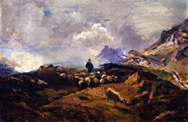 Alpine Landscape With Flock Of Sheep by Franz Marc