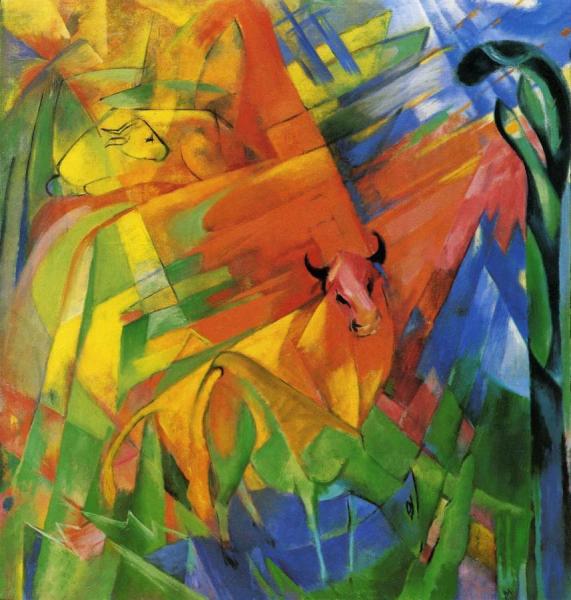 Animals In Landscape by Franz Marc