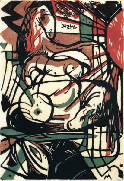 Birth Of The Horses by Franz Marc