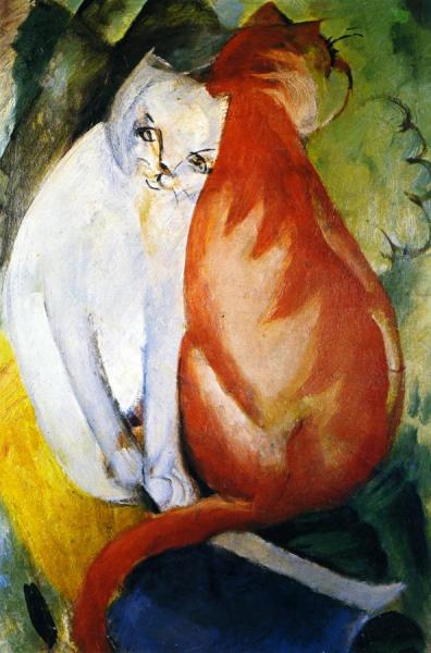 Cats, Red And White by Franz Marc