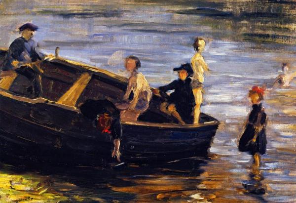 Children On A Boat by Franz Marc