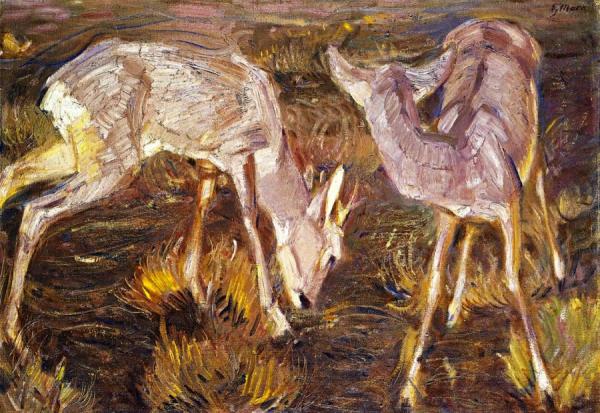 Deer At Dusk by Franz Marc
