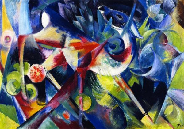 Deer In A Flower Garden by Franz Marc
