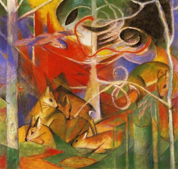 Deer In The Forest by Franz Marc