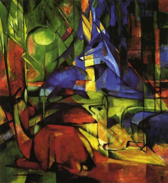 Deer In The Forest Ii by Franz Marc