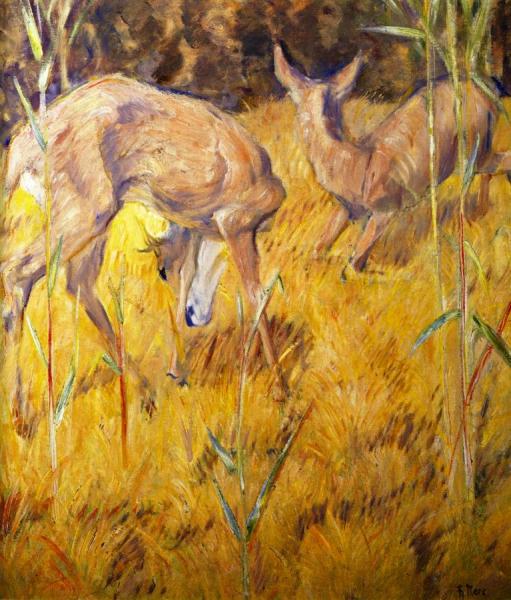 Deer In The Reeds by Franz Marc