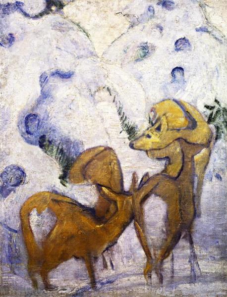 Deer In The Snow I by Franz Marc