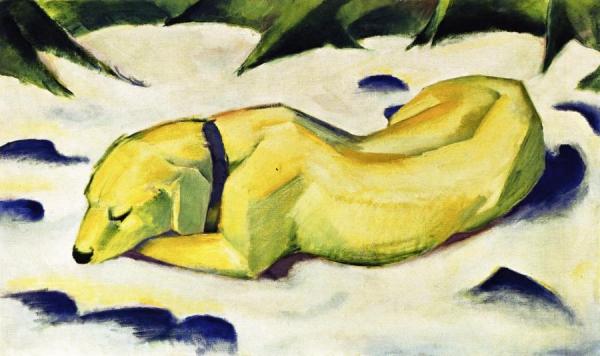 Dog Lying In The Snow by Franz Marc