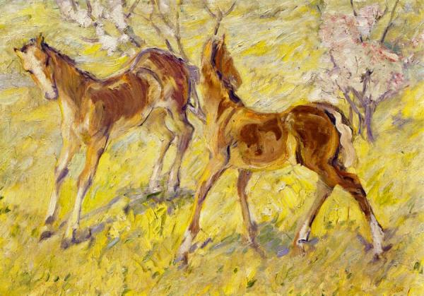 Foals At Pasture by Franz Marc
