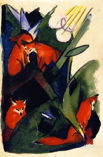 Four Foxes by Franz Marc