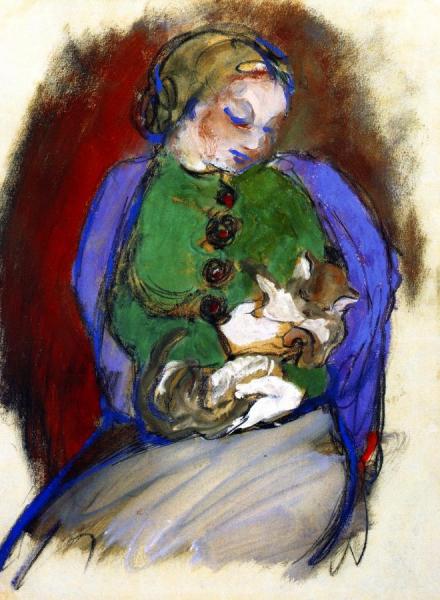 Girl With Cat by Franz Marc