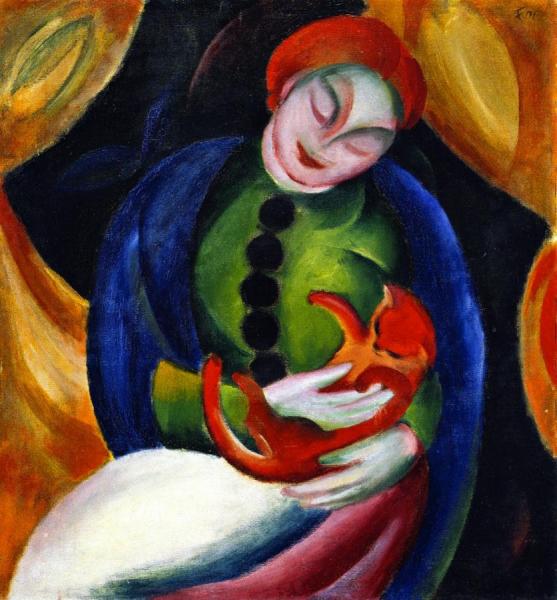 Girl With Cat Ii by Franz Marc