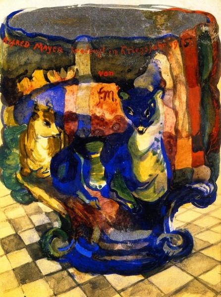 Goblet With Fox And Roebuck by Franz Marc