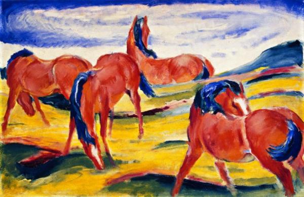 Grazing Horses Ii by Franz Marc