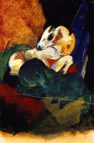 Green And White Horse by Franz Marc