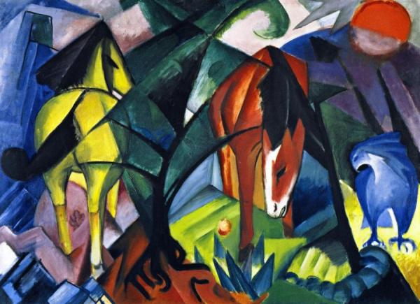 Horses And Eagle by Franz Marc