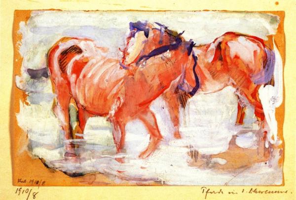 Horses At A Watering Place by Franz Marc