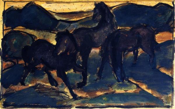 Horses At Pasture I by Franz Marc