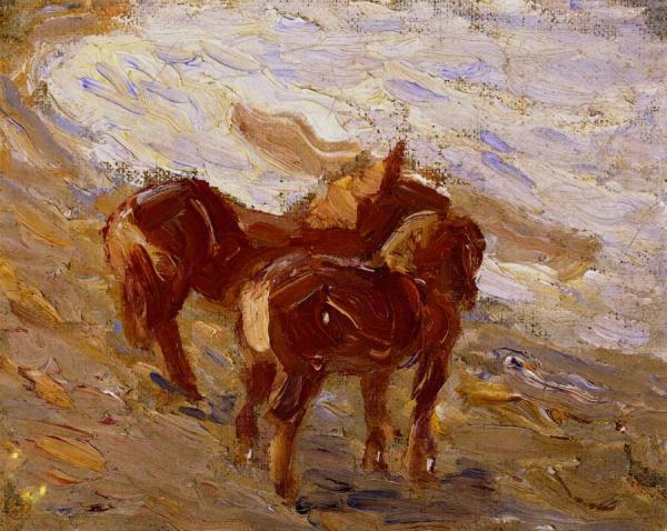Horses By The Sea by Franz Marc Oil Painting Reproductions
