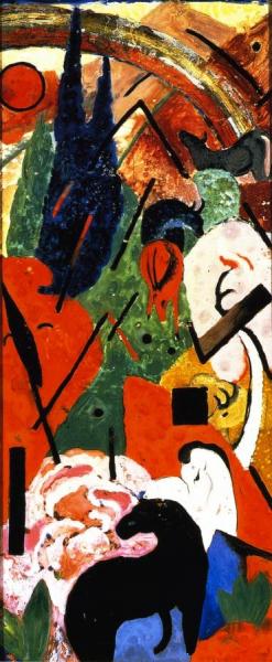 Landscape With Animals And Rainbow by Franz Marc