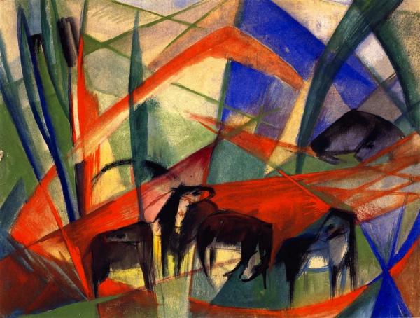 Landscape With Black Horses by Franz Marc