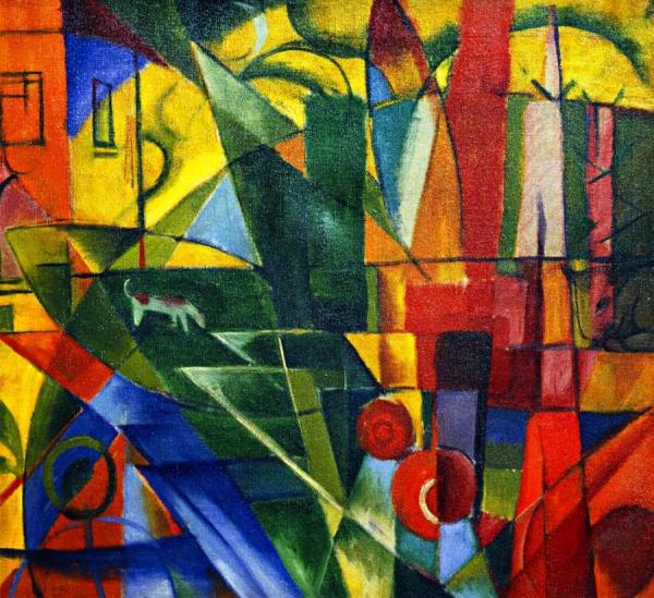 Landscape With House And Two Cows by Franz Marc