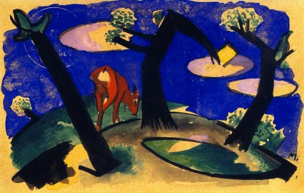 Landscape With Red Animal by Franz Marc