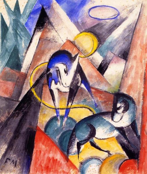 Landscape With Two Horses by Franz Marc