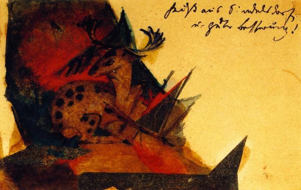 Lying Stag by Franz Marc