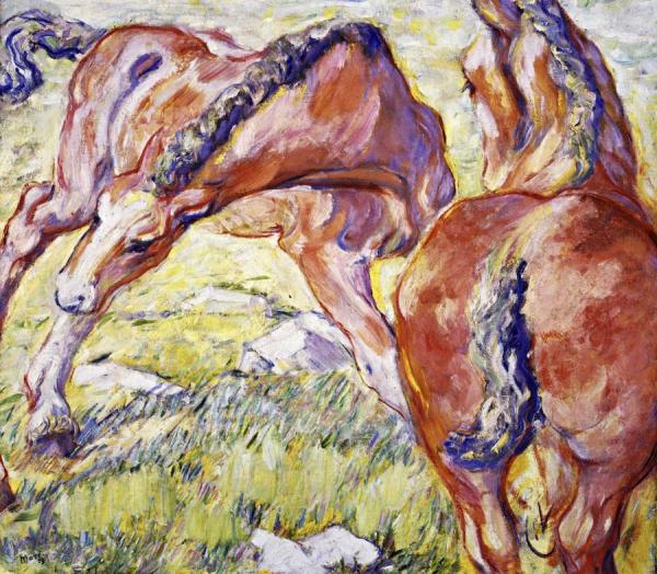 Mare With A Foal by Franz Marc